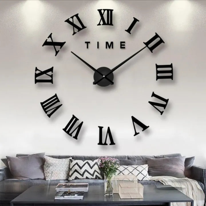 Wall Clock 3D 24 inch Wooden Watch DIY Design Decoration Roman Numeral For Home Decor Living