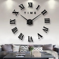 Wall Clock 3D 24 inch Wooden Watch DIY Design Decoration Roman Numeral For Home Decor Living